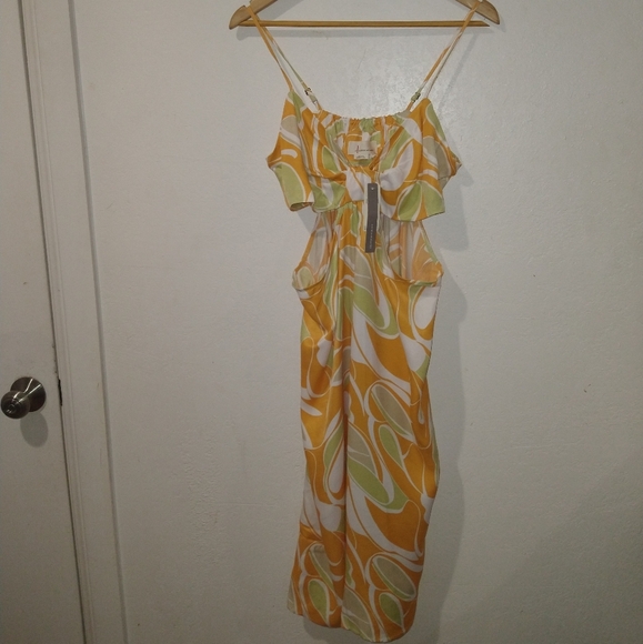 NWT ANTHRO' Cut Out Printed Midi Dress - Picture 7 of 11